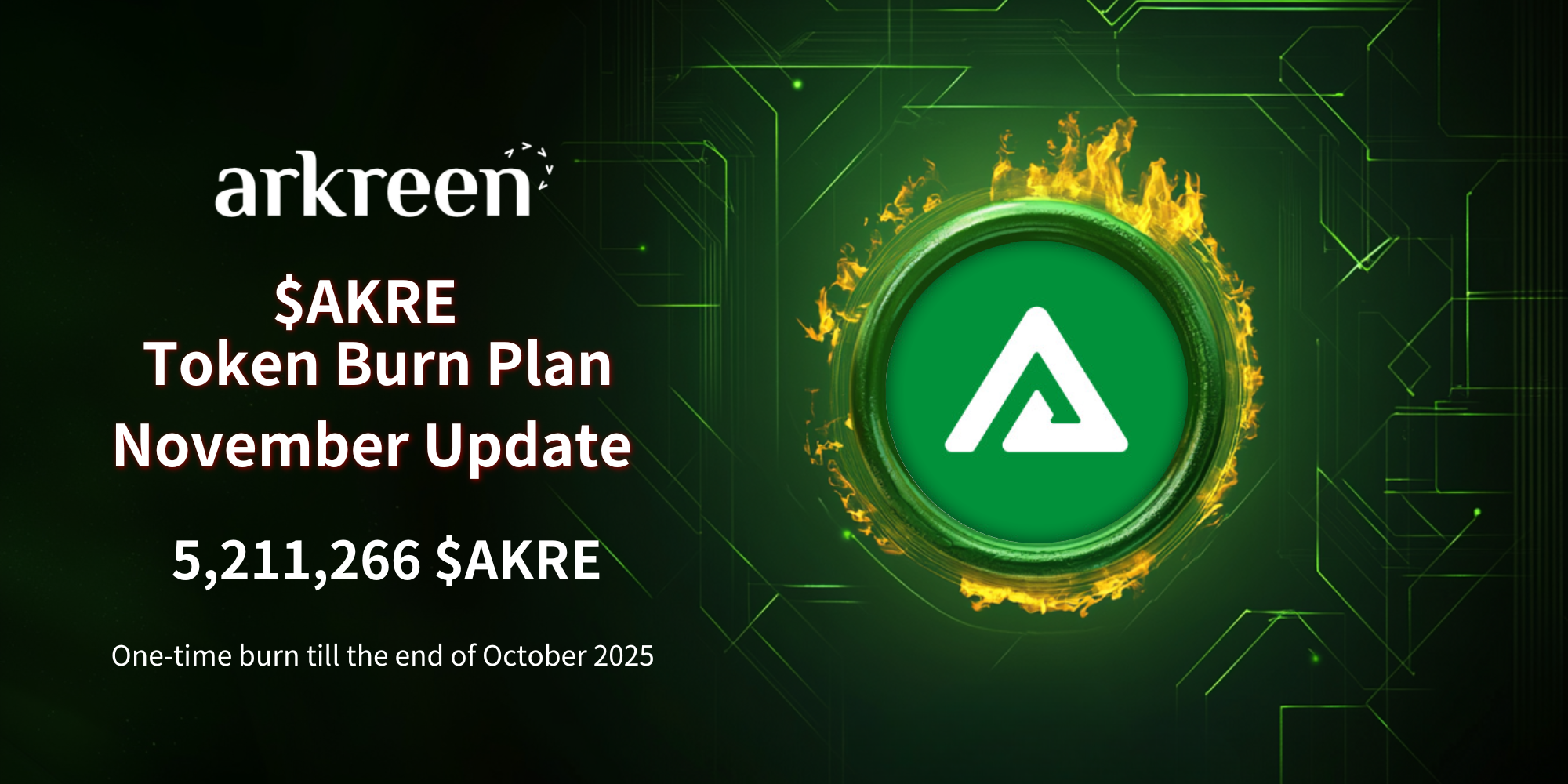 Arkreen’s Monthly $AKRE Burn Plan: November 2025 Update — 5,211,266 $AKRE Tokens Burned